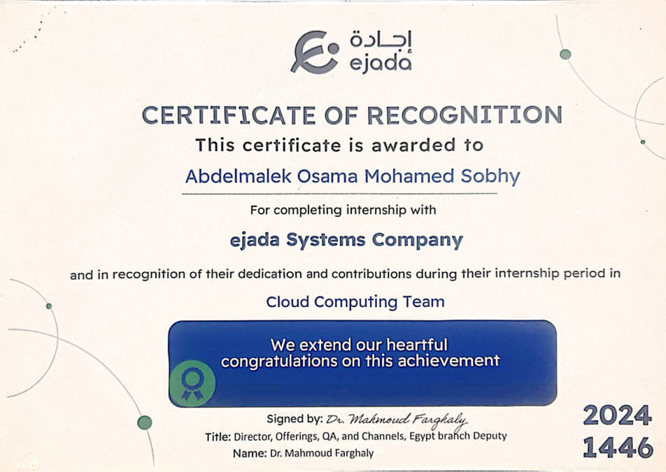 Ejada Systems Cloud Computing Internship