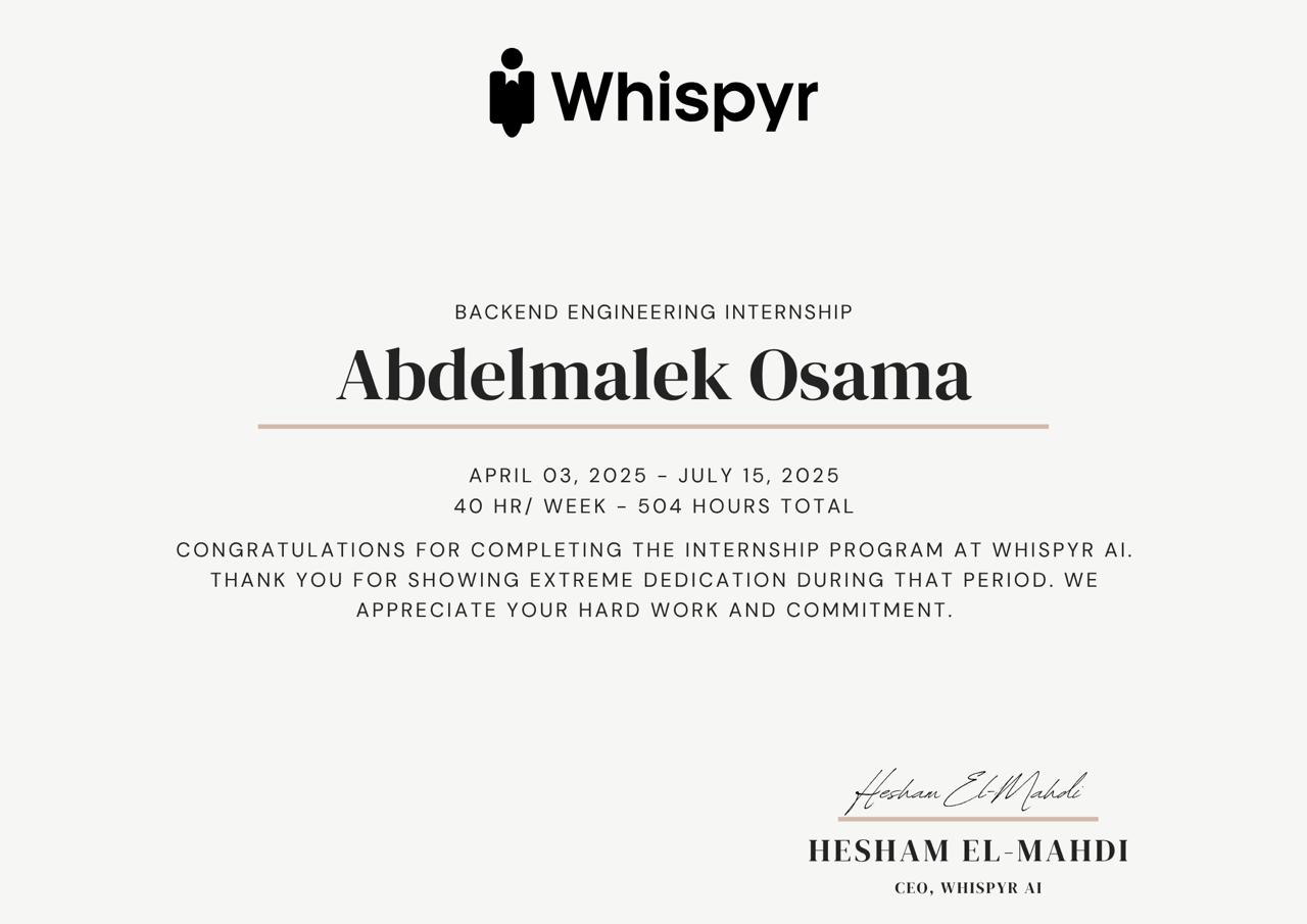 Whispyr AI Backend Engineering Internship